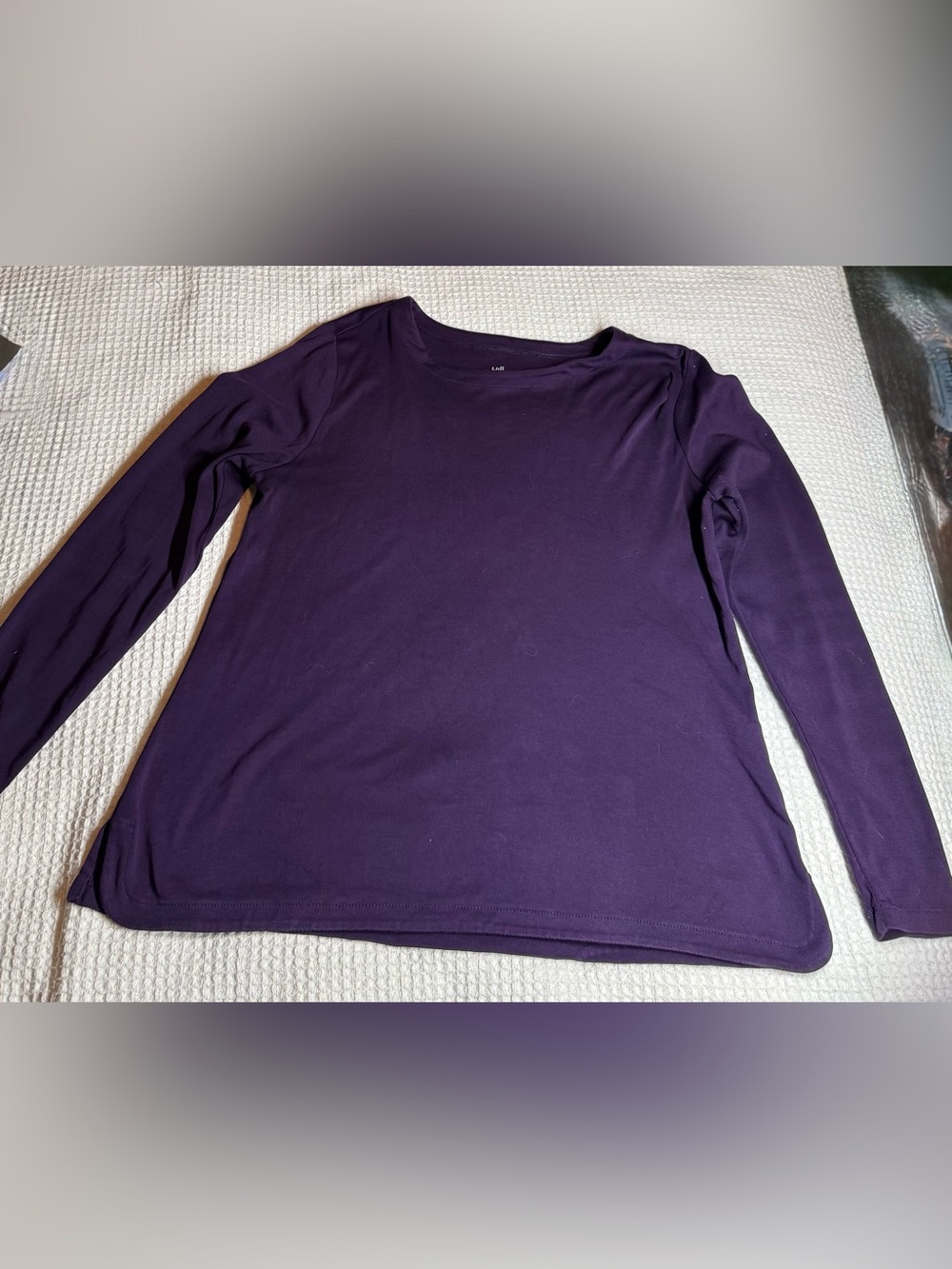 Ladies J.Jill Long-Sleeve 100% Pima Cotton Crewneck Shirt in Deep Purple